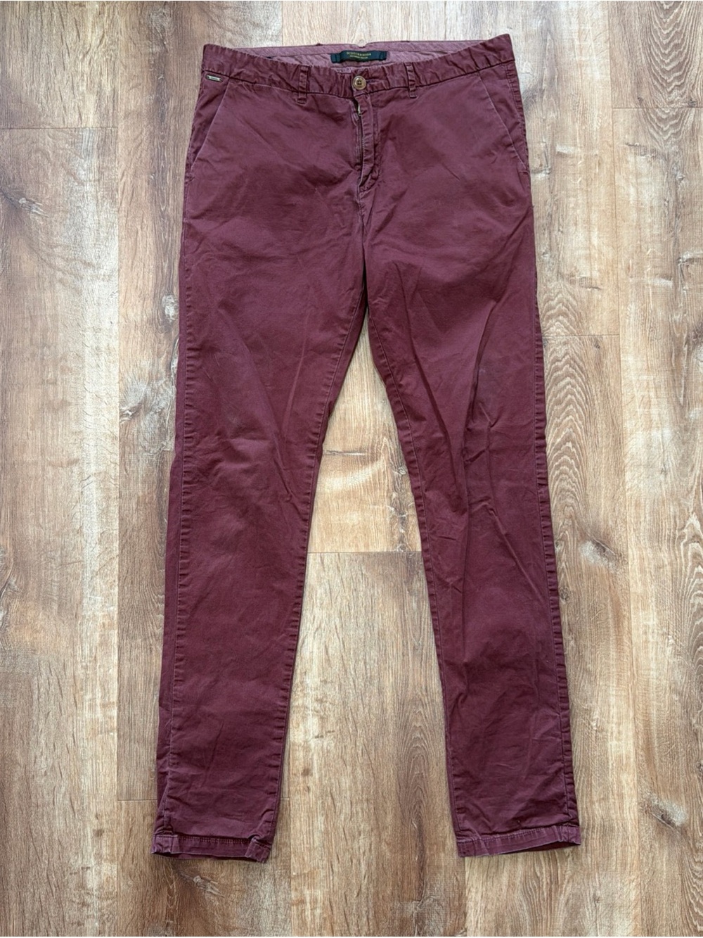 Scotch & Soda Stuart Chino Pants Mens Slim Fit Burgundy (Fits 32x32)